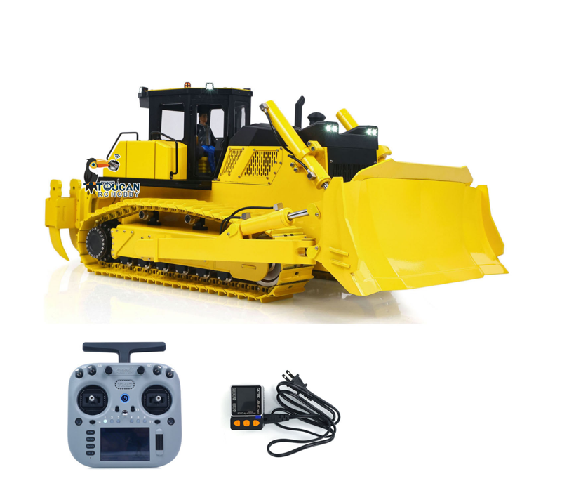 US Stock Metal 1/12 Remote Control Hydraulic Bulldozer D155AX RTR Heavy Dozer Model 7 Way Valve 3.0L Oil Pump 5 Plows Radio Master TX15 Radio Battery