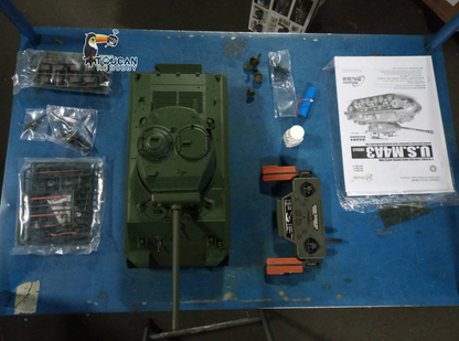 Free Shipping Second Hand US Stock RTR 1/16 RC Tank Sherman M4A3E8 IR BB Barrel Elevation Smoking Metal Chassis Tracks Road Wheels Machine Gun 360 Degree Rotation