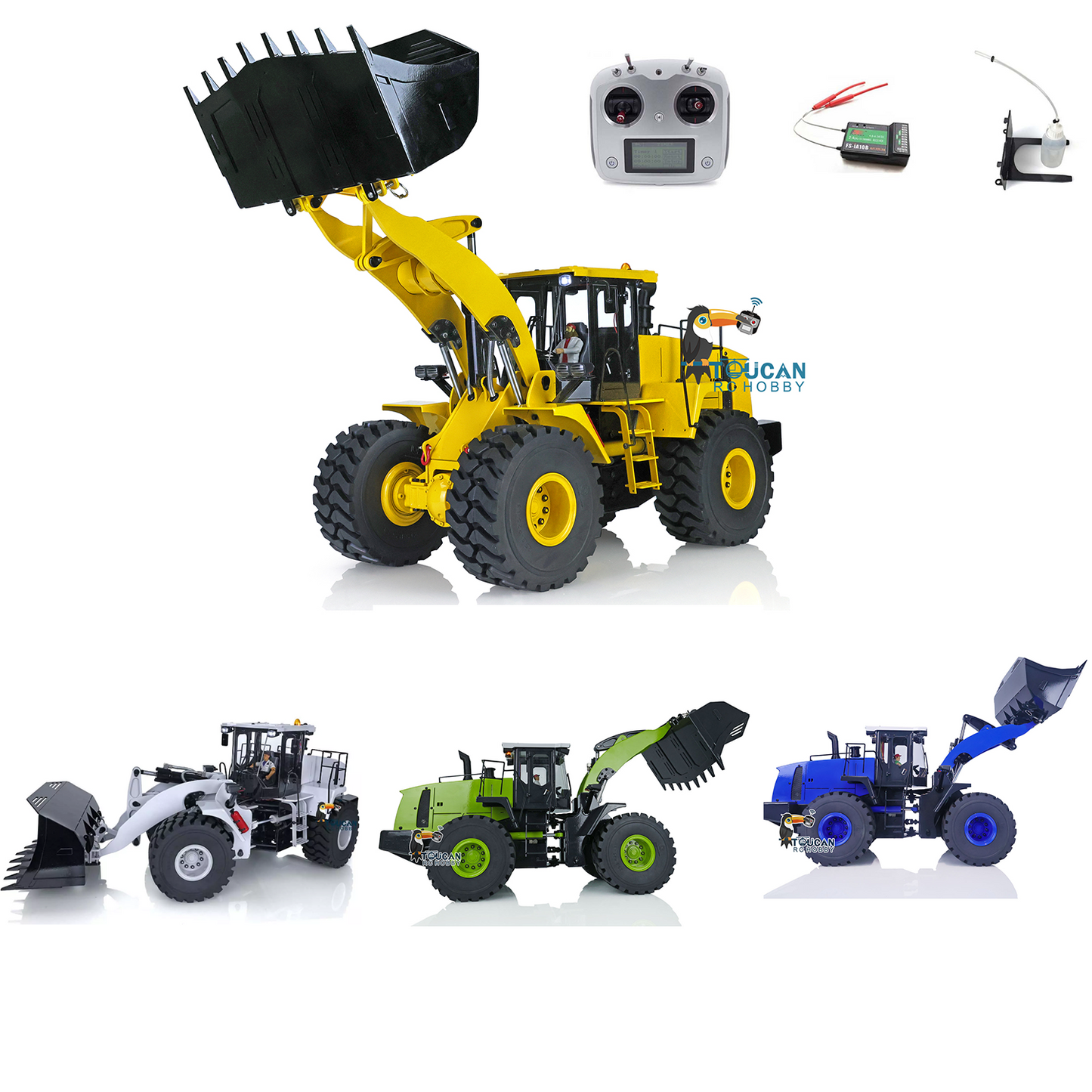 1/14 Scale RC Hydraulic Loader WA470 Metal Construction Vehicle 980L Remote Control Lights Sound Radio System