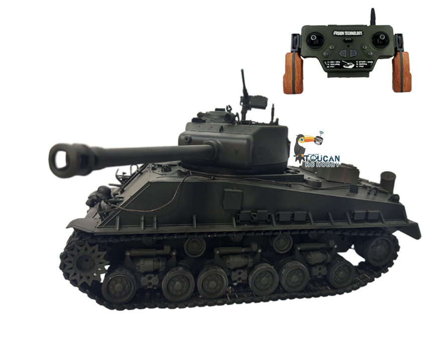 TOUCAN RC HOBBY CoolBank Sherman M4A3E8 RTR 1/16 Full Metal Chassis RC Tank Fury Barrel Type IR BB Edition 360 Degrees Turret Rotation Recoil Barrel Smoke