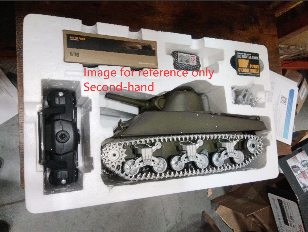 Second Hand US Stock Henglong 1/16 Customized 7.0 M4A3 Sherman RC Tank 3898 Barrel Recoil 360 Degree Metal Tracks Idler Road Drive Wheels Gearbox