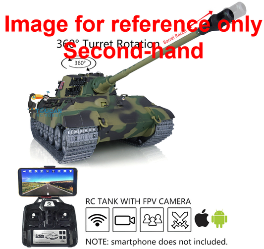 Free Shipping CN Stock Second-hand Henglong 1/16 7.0 Customized King Tiger RC Tank FPV Barrel Recoil 3888A Metal