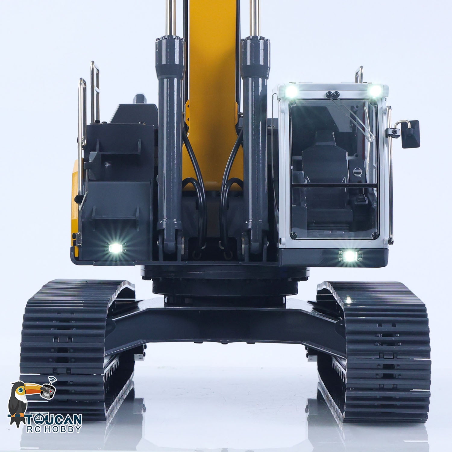 Yellow rc construction excavator manual quick release bucket simulation lights sound group
