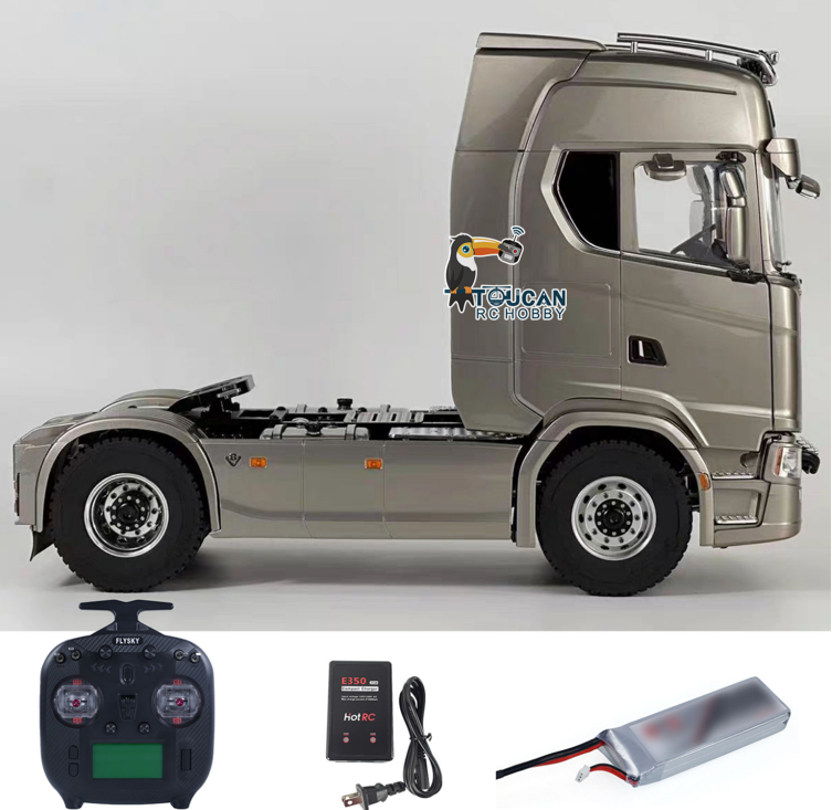 MODO 770S 1/14 Metal 4x4 RC Tractor Truck PNP/RTR 2 Speed Gearbox Differential Lock Axles Hobbywing 60A ESC Light Sound System for Lprry Vehicle Model Collectors