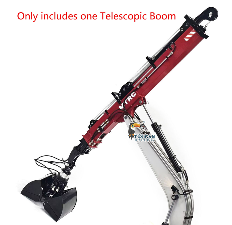 TOUCAN RC HOBBY MTModel Metal Telescopic Boom Claw Grab for 1/14 946 EC380 Remote Controlled Hydraulic Excavator Upgraded Parts for Vehicle Enthusiast