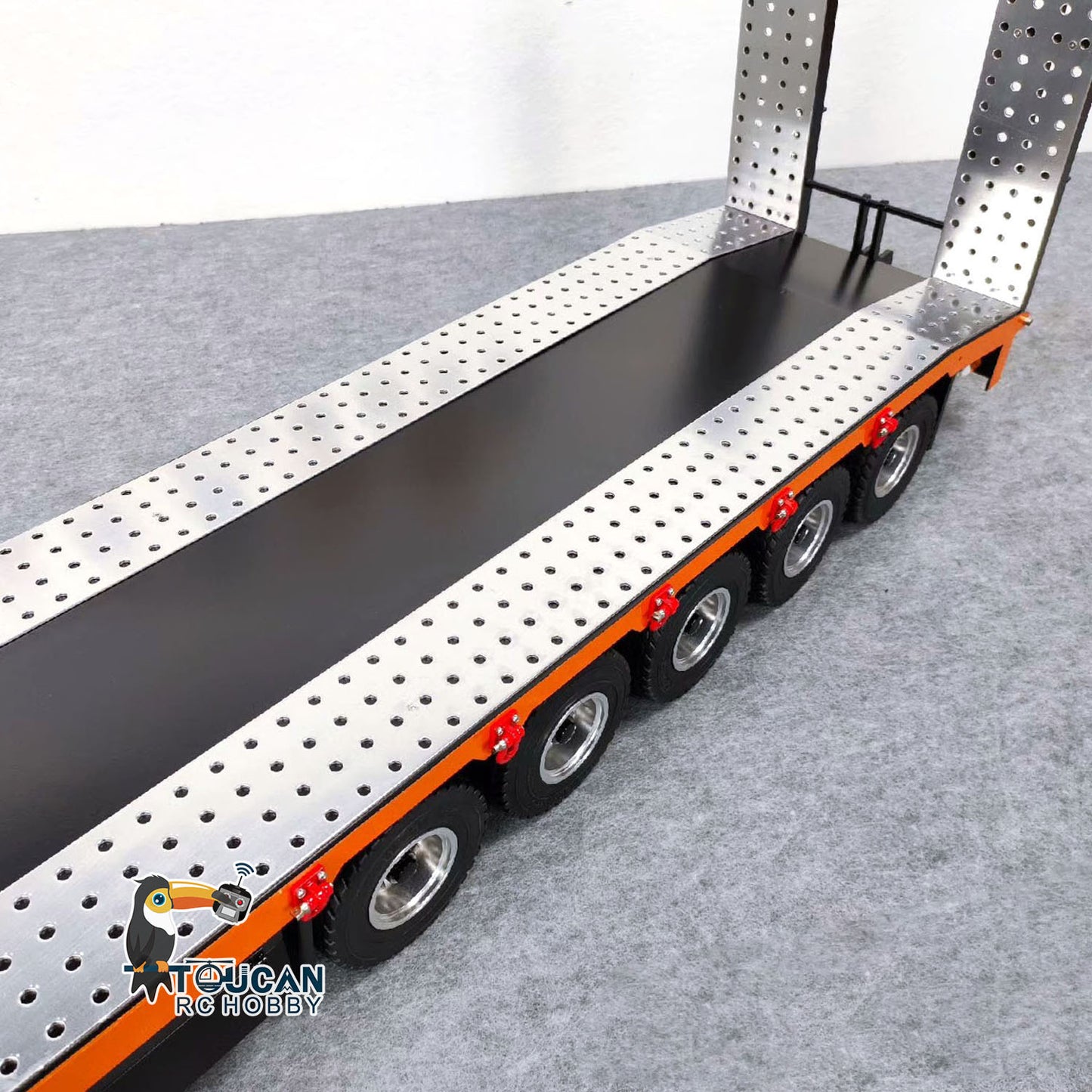 Metal 5-axle Trailers Electric Tail-board Support Leg for 1/14 RC Tractor Radio Controlled Truck Car Hobby Models DIY Painted Assembled