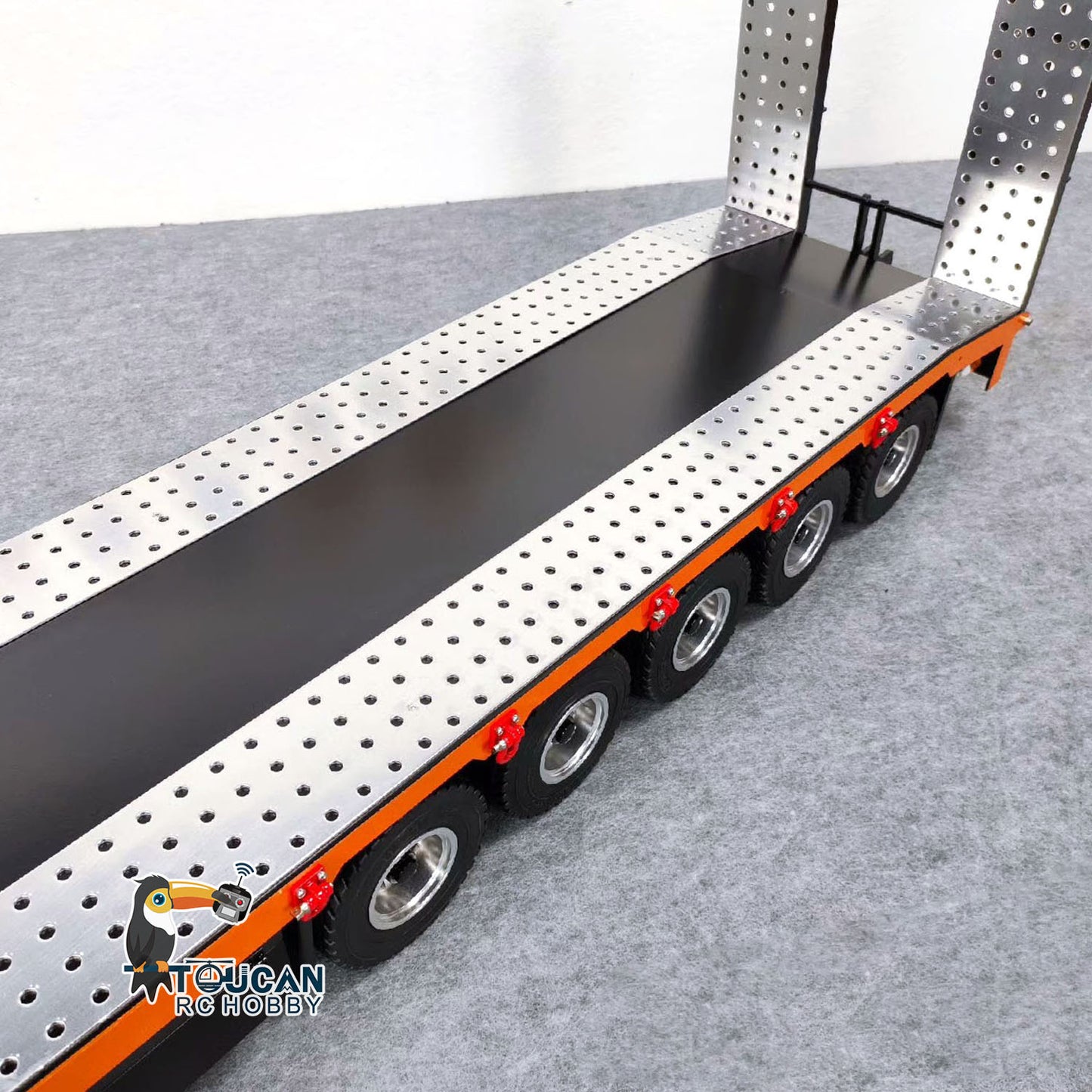 Pre-order US Stock 1:14 Metal 5 Axles Trailer Electric Tailboard Lifting Leg for 1/14 RC Hydraulic Truck Remote Control Dumper Tipper Cars Tractor Car