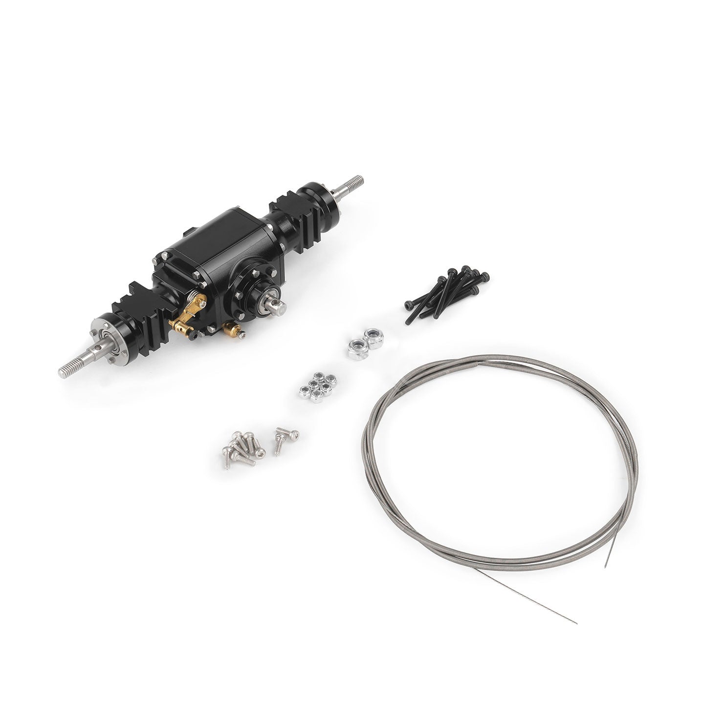 LESU Metal Front/Rear Axle with Differential Lock/ Wheel Hub/ Plastic Wheel Tire for 1/14 RC Hydraulic Loader Aoue WA100M-8 RD-A0021 for Vehicle Enthusiast