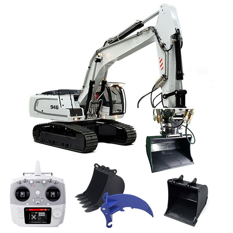 Almost Ready to Run 1/14 946 Tracked RC Hydraulic Excavator 9CH Radio Controlled Hydraulic System Good Quality Cylinder Valve Pump