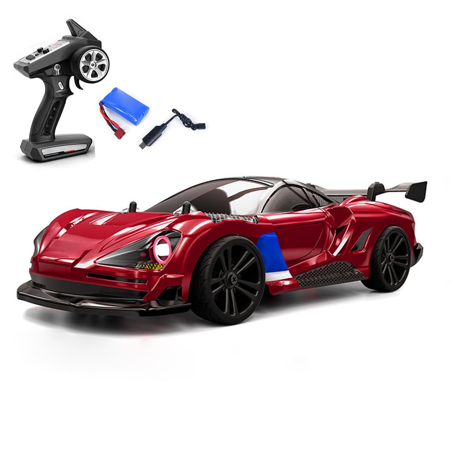US Stock PVC 1/16 Remote Control Drift Car SCY 16301 4WD RC Model Vehicle Sports Car Tires 50mm Wheel Diameter 7 Modes Light System
