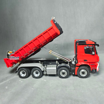 1/14 Metal RC Hydraulic Roll-On-Off Dumper Truck 8X8 Off Road Vehicle 3-Speed Tipper 3-Channel Valve Differential Locks Light Sound System
