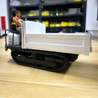 Metal 1/14 Remote Control Hydraulic Tracked Dumper Truck RC Tipper Model Construction Machine Light Battery Flysky Radio