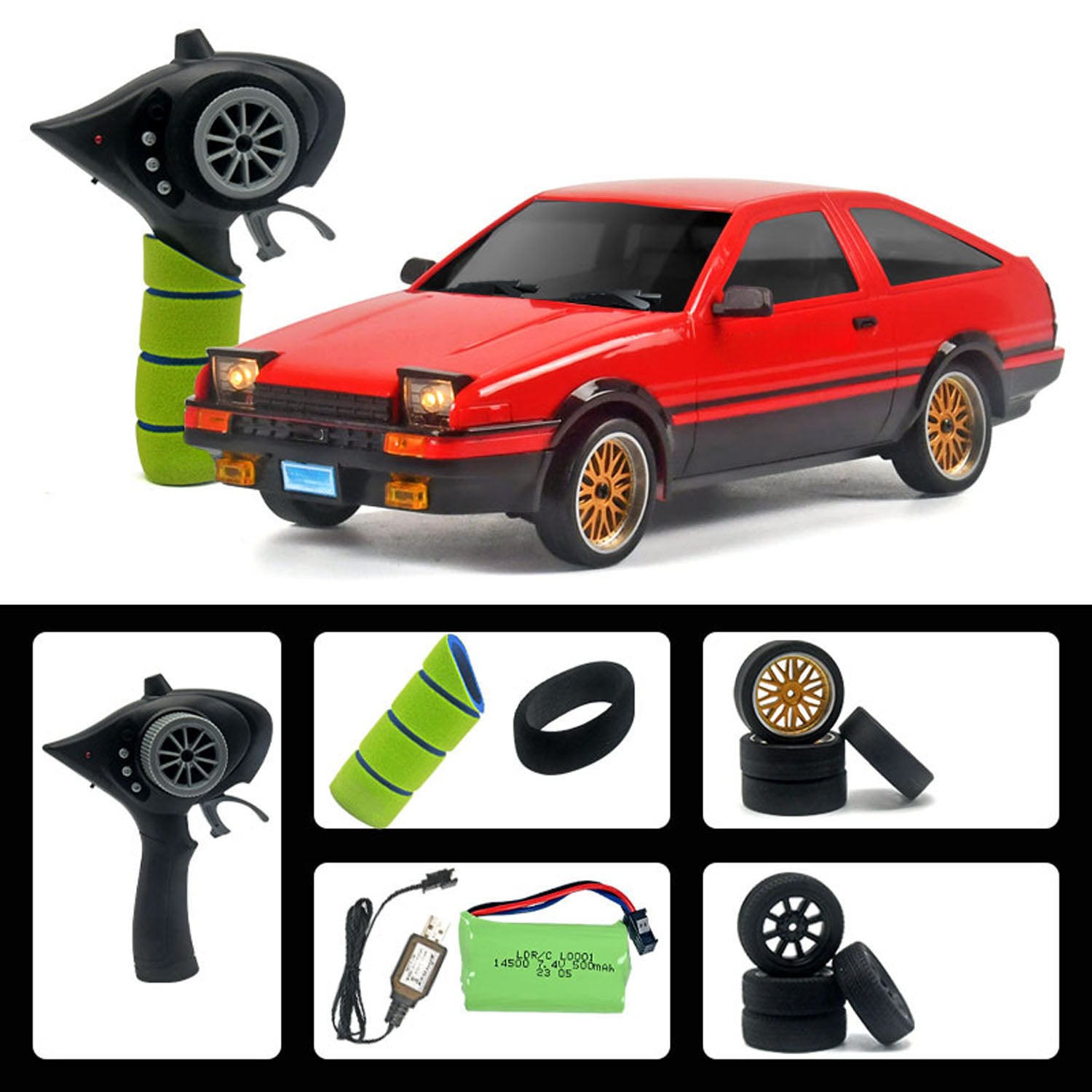 LDRC LD1801 1/18 Scale RC Drift Car RWD AE86 Racing Vehicles Flip Ligh ...