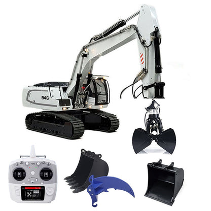 MTMODEL 1/14 946 Metal RC Hydraulic Excavator Wireless Controlled Construction Machine 2 Arms Model Clamshell Bucket Ripper