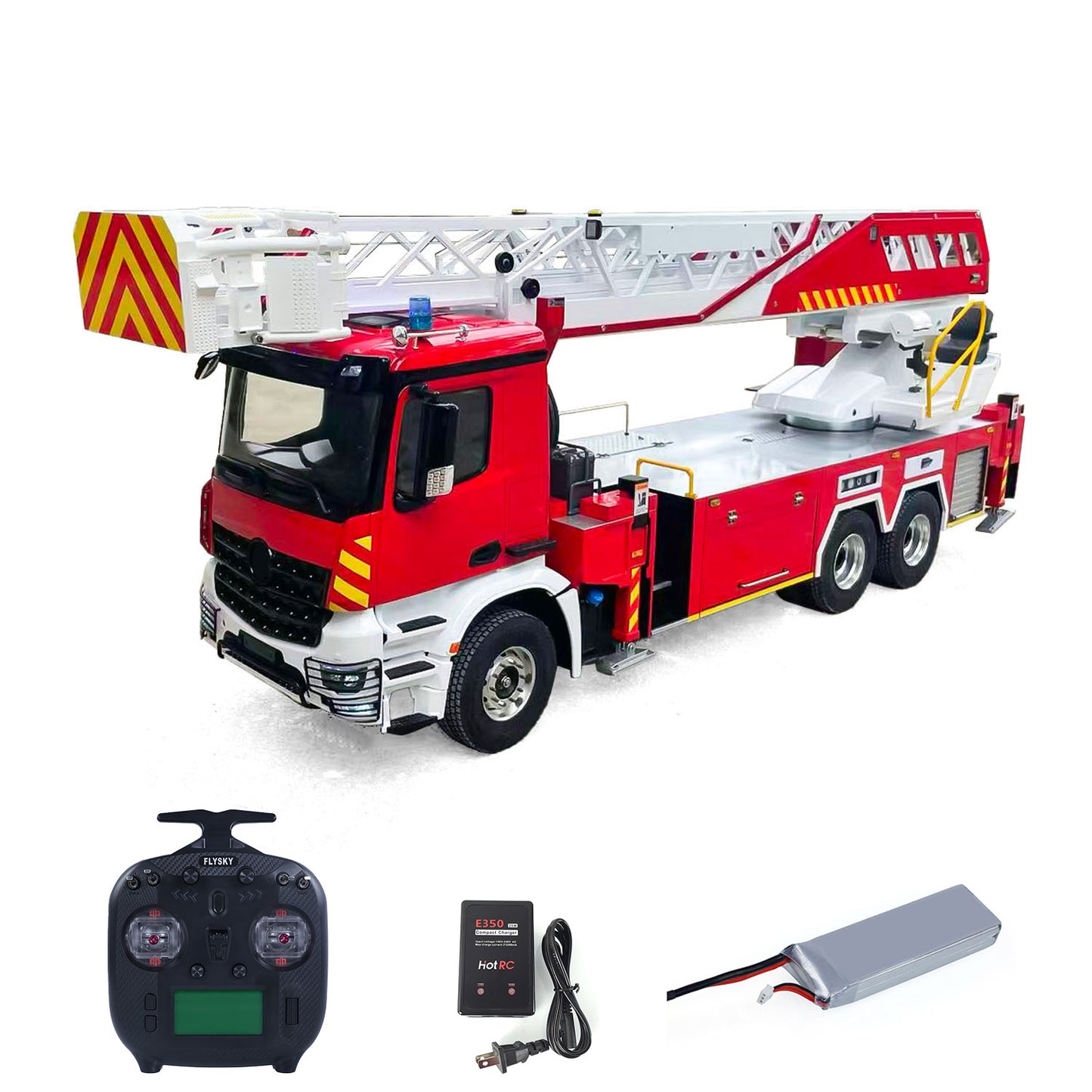 1/14 6x4 2Speed Gearbox Metal Chassis Remote Control Electric Lift Ladder Fire Truck RC Rescue Vehicle Model Sound System