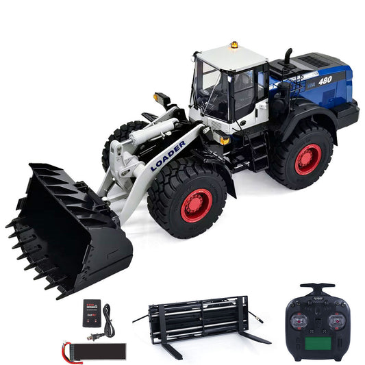 RTR 1/14 RC Metal Hydraulic Loader WA480 Electric Construction Vehicle Axle Locks Wheel Hub Reduction Quick Coupler Flysky Radio
