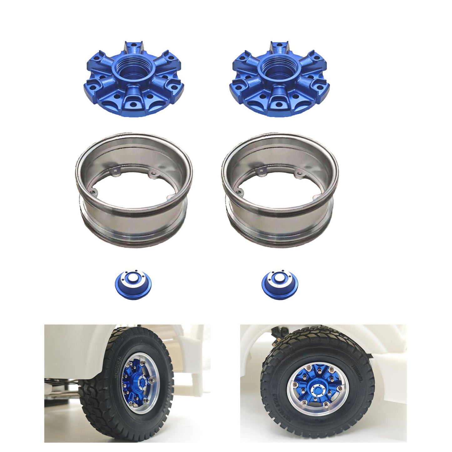 CNC Aluminum Spoke Front Wheel Hub for 1/14 TAMIYA RC Tractor Truck King Hauler 56379 56366 56344 56356 Model Lorry Upgrade Part