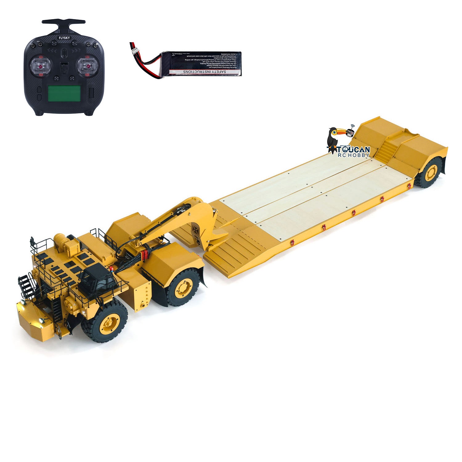NBK TF ENGINEERING/Trailer/Forklift/bulldozer/Navvy 変形 合体 6体セット イエローver. C739D Metal 1/20 RC Mining Trailer PRO Gooseneck Vehicle Hydraulic