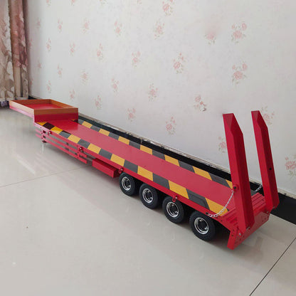 Metal Semi-trailer 4-Axle Trailer for 1/14 RC Tractor Truck Remote Control Car Hobby Model DIY Toy Accessory Assembled Painted