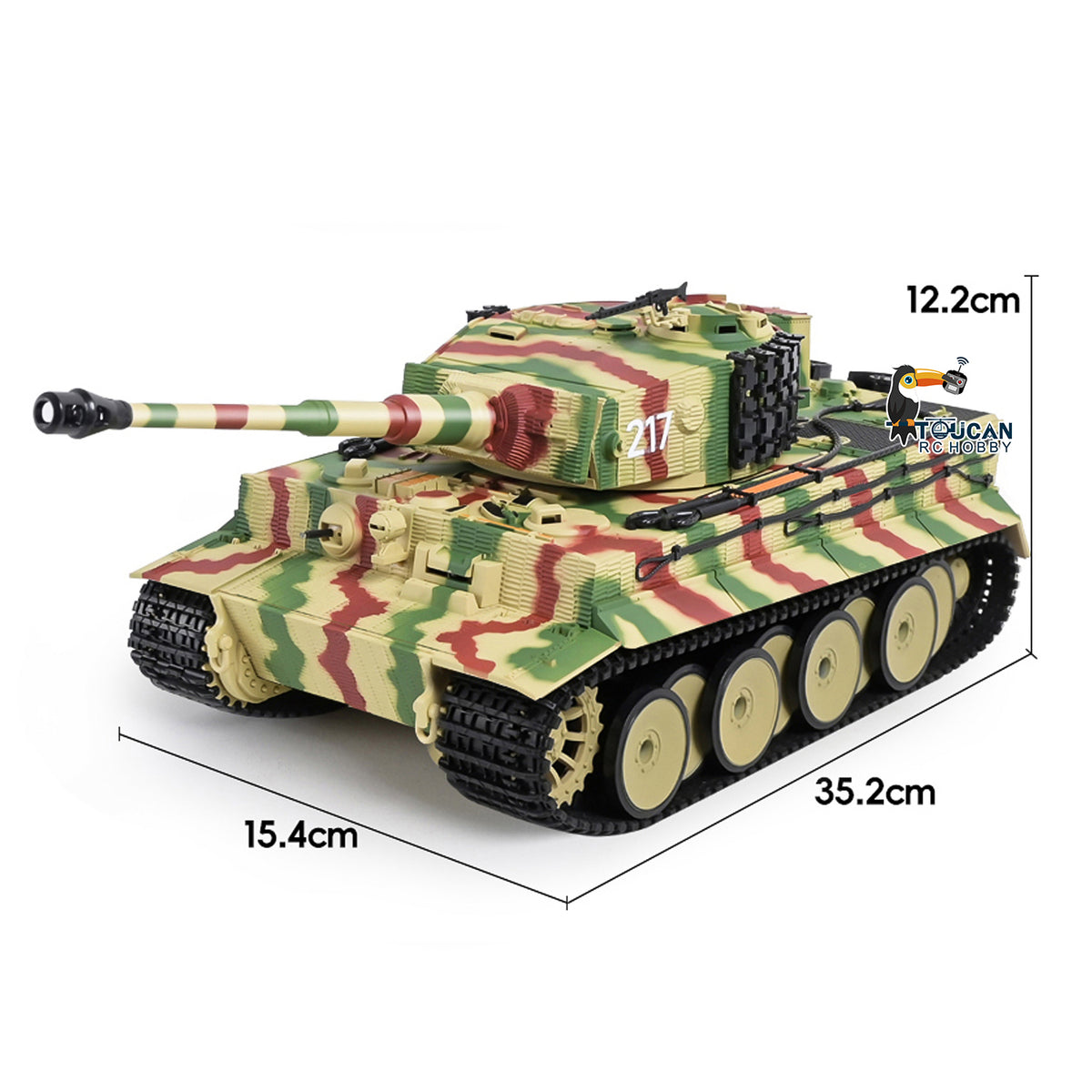 TOUCAN RC HOBBY HY Model 1/24 Plastic RC Tank German Tiger I Remote Control Tanks with Infrared Battle Simulated Smoke LED Lights Sound Recoil Effects