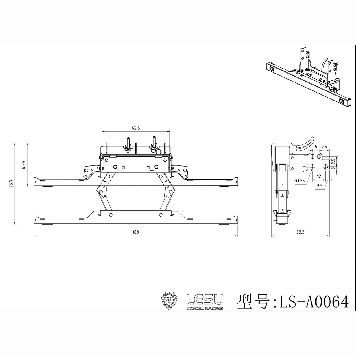 TOUCAN RC HOBBY LESU Metal Hydraulic Telescopic Bumper for Foldable Roll On Off Dumper Frame A0061 DIY 1/14 Remote Control Truck Model No Light