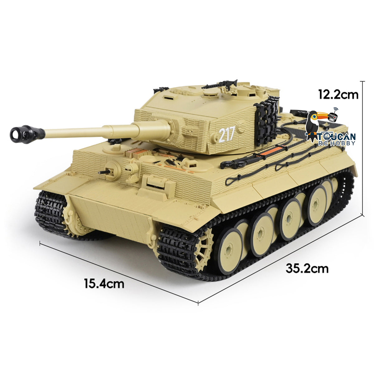 TOUCAN RC HOBBY HY Model 1/24 Plastic RC Tank German Tiger I Remote Control Tanks with Infrared Battle Simulated Smoke LED Lights Sound Recoil Effects
