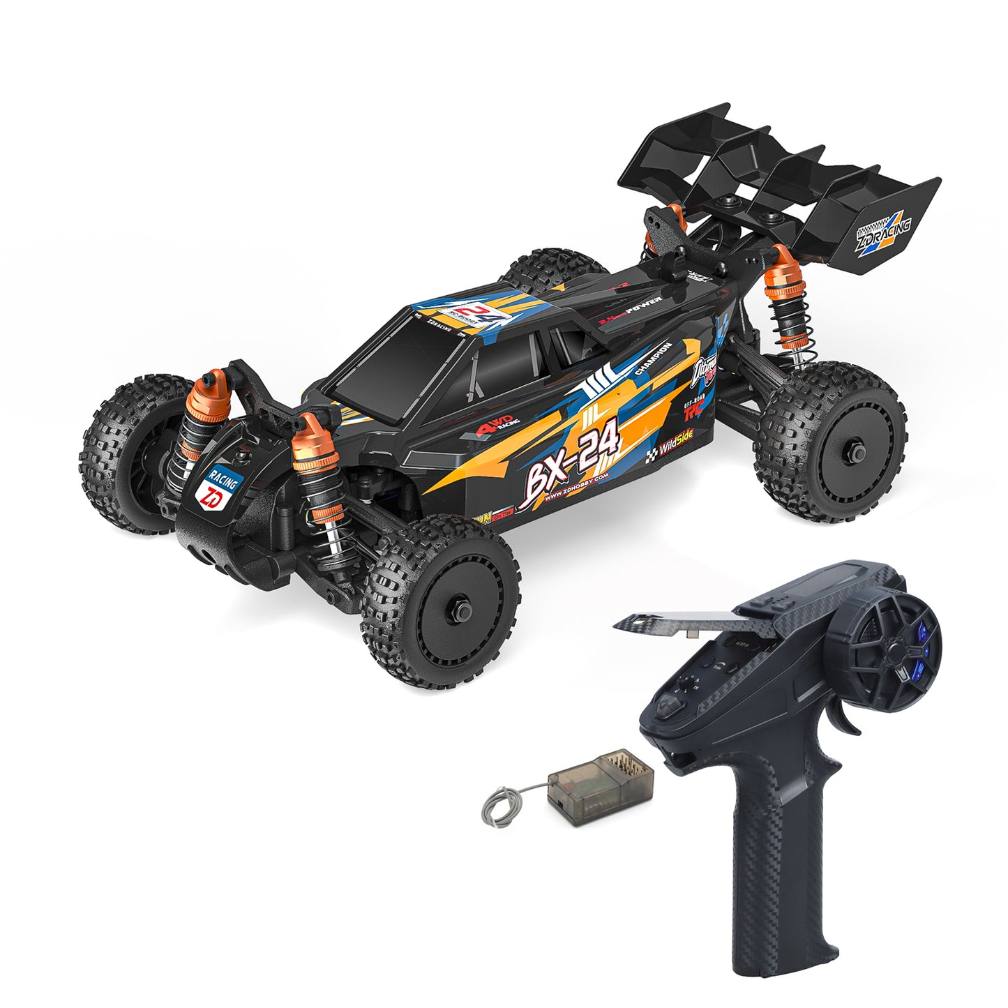 TOUCAN RC HOBBY ZD Racing BX-24 1/24 4x4 Brushed RC Buggy RTR Aluminum Chassis D050 Brushed Motor 18A Brushed ESC DUMBORC Radio 2S 500mAh
