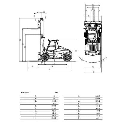 Fast Free Shipping for EU Kabolite K180-100 1/14 4X2 RWD Remote Control Hydraulic Forklift 3-Way Vavles RTR Flysky ST8 Radio Light System Sound Battery