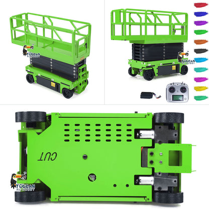 Remote control hydraulic scissor aerial vehicle built with rotating warning light assembly
