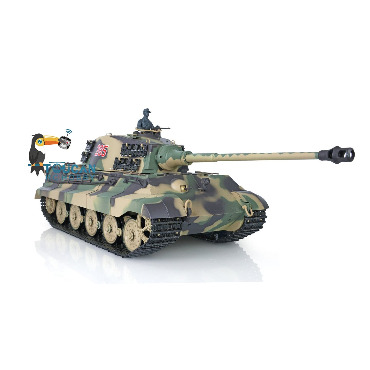 TOUCAN RC HOBBY Henglong 1/16 TK7.0 Plastic 3888A German King Tiger RRT RC Tank with 360 Degrees Turret Sound Light Smoke BB Infrared Combat