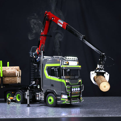 Heavy RC tractor truck with hydraulic log crane and functional differential lock system

