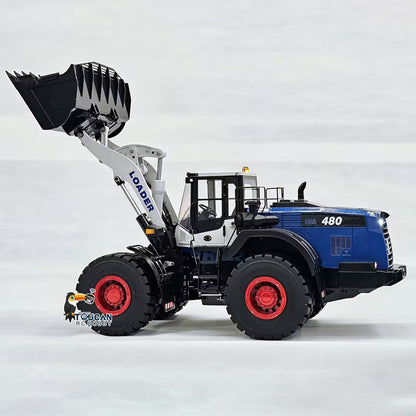 Metal 1/14 5CH Valves RC Hydraulic Wheeled Loader WA480 Heavy Construction Machine Differential Lock 2Speed Gearbox Light Sound