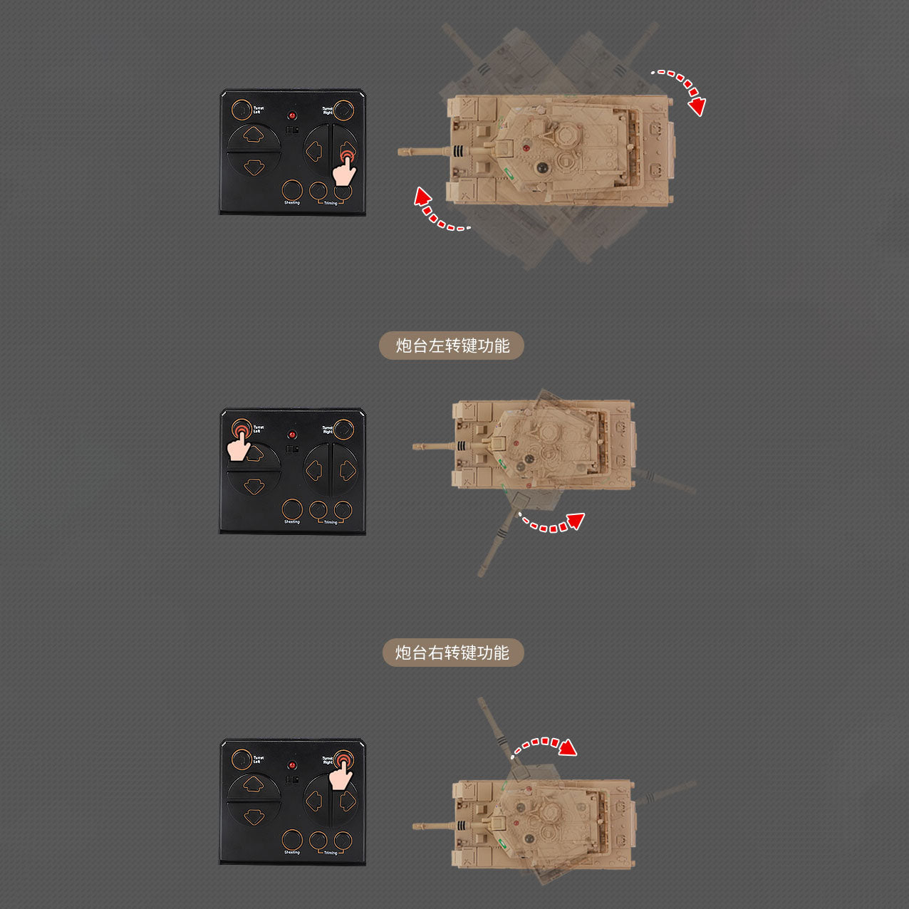 US Stock RTR Infrared Battle Tank RC Military Tank Turret Rotate Mini Toy Gift for Kids Painted Assembled