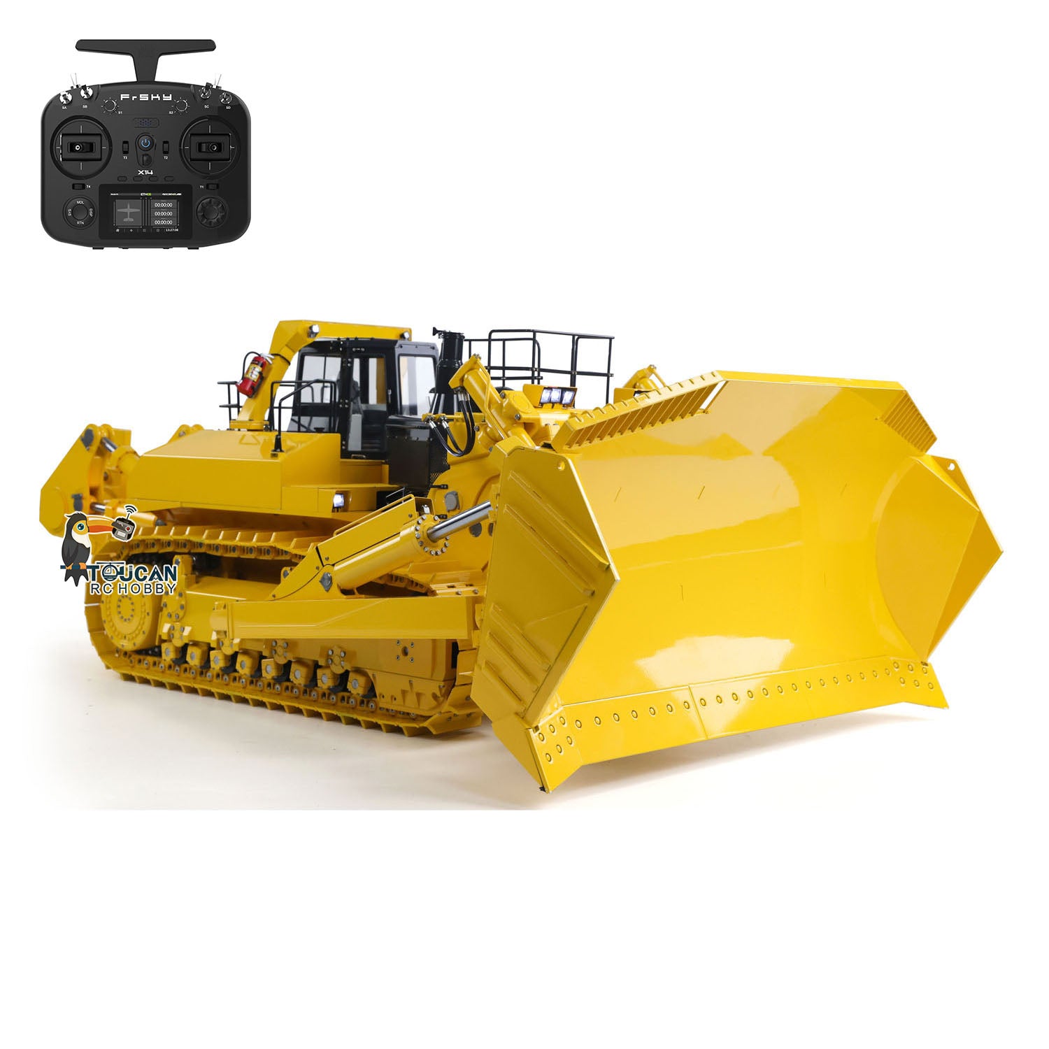 14 scale metal hydraulic bulldozer jdm style yellow black finished model
