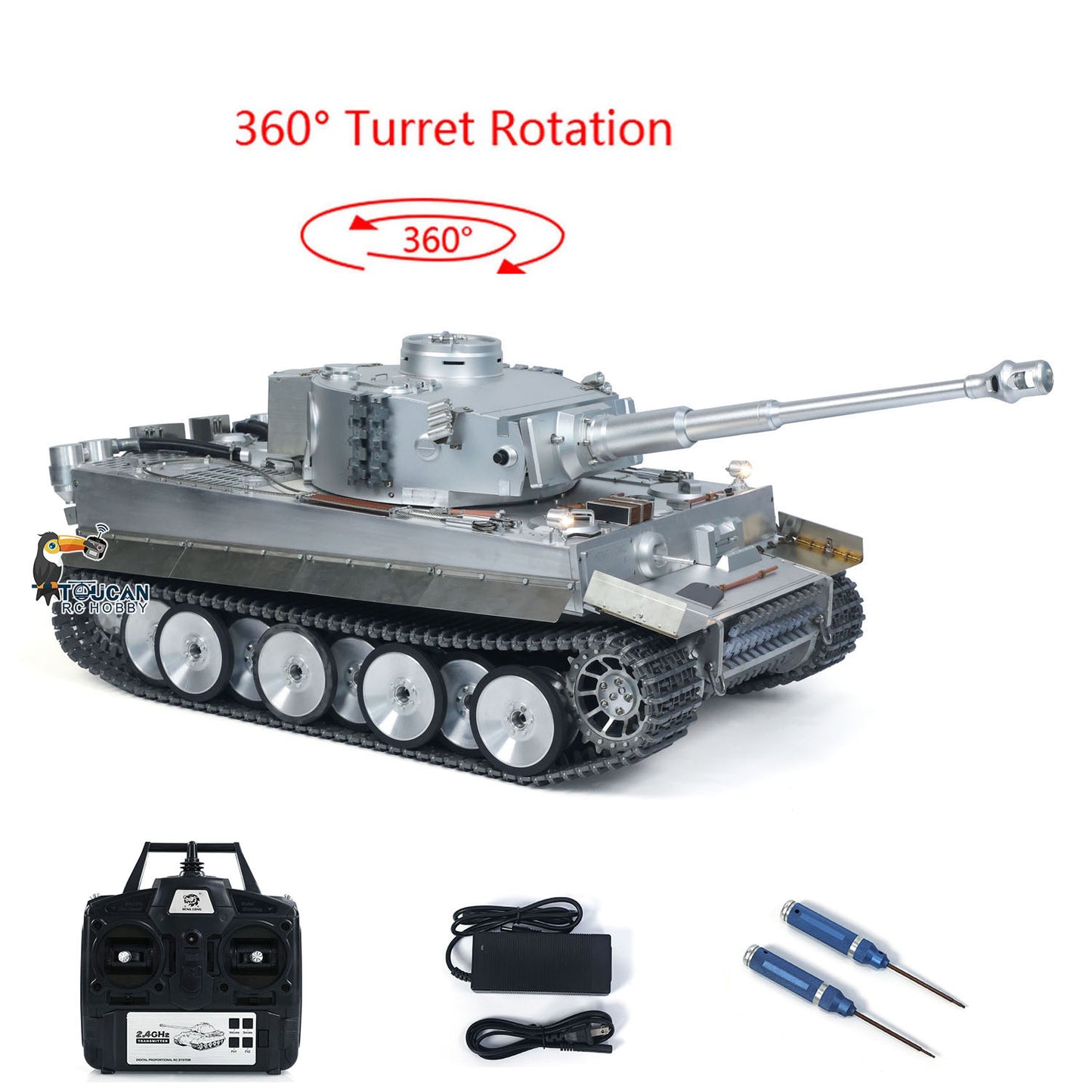 1/8 scale full metal Tiger 1 RC tank, realistic full body appearance
