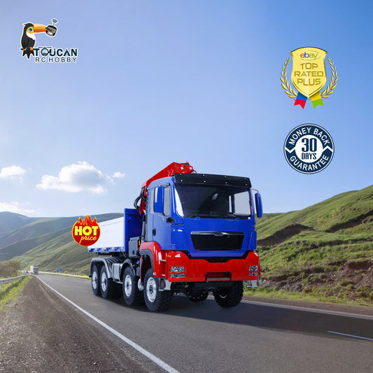 8X8 remote control three way dump truck with chassis mounted crane simulation engineering vehicle

