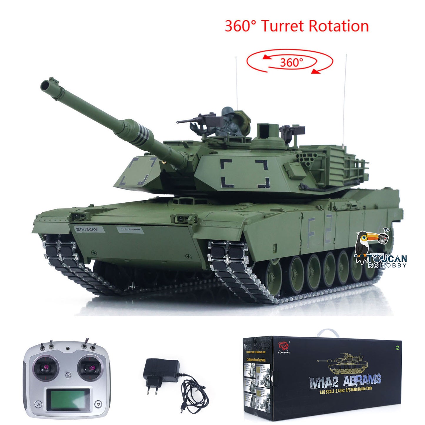 TOUCAN 1/16 RC Battle Tank 3918 Abrams M1A2 Green Full Metal Chassis
