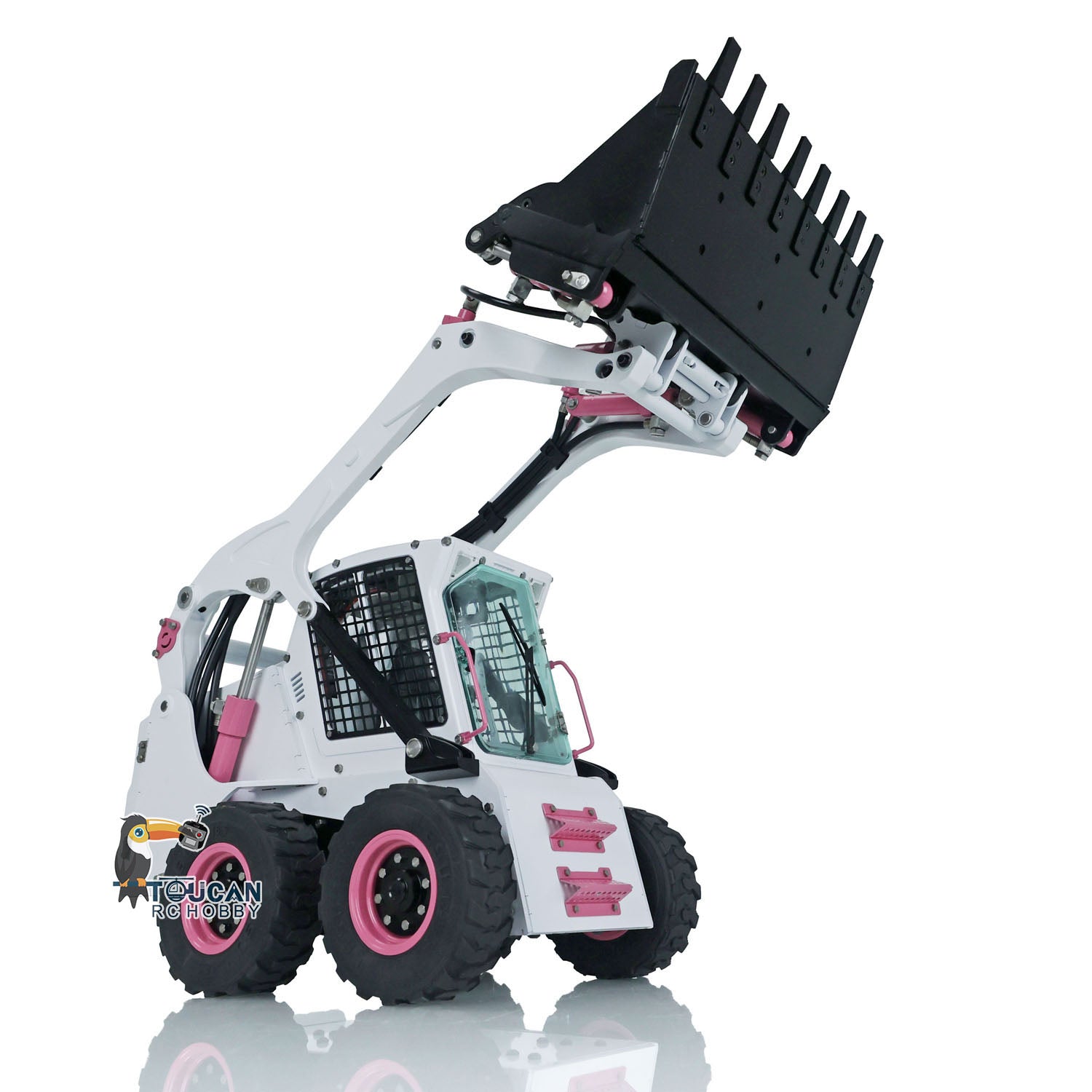 Metal Aoue LT5H skid steer loader with supporting I6S transmitter charger battery pack
