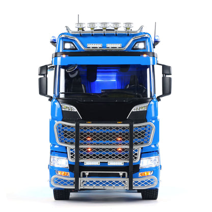 Blue grey V shape pattern finished spray paint truck cab
