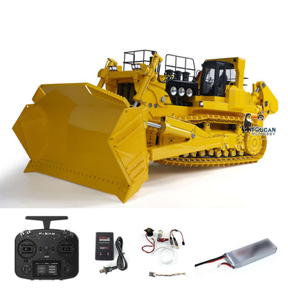 assembled hydraulic rc bulldozer with original paint full vehicle view
