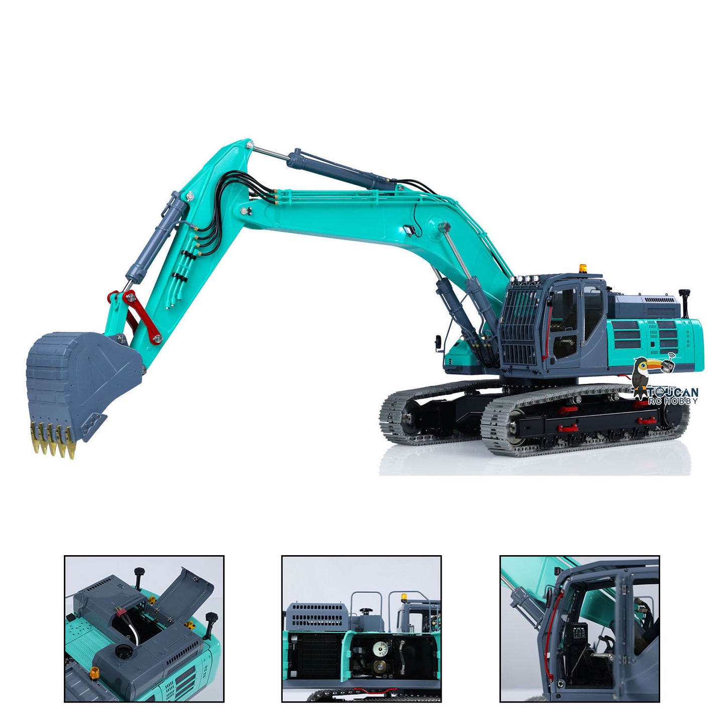 RC 1/14 Scale Metal Excavator Green Grey
