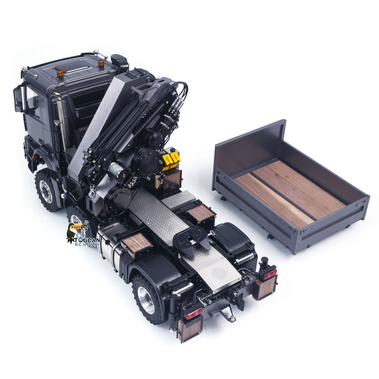Remote control farm transport tractor featuring adjustable three speed driving mechanism
