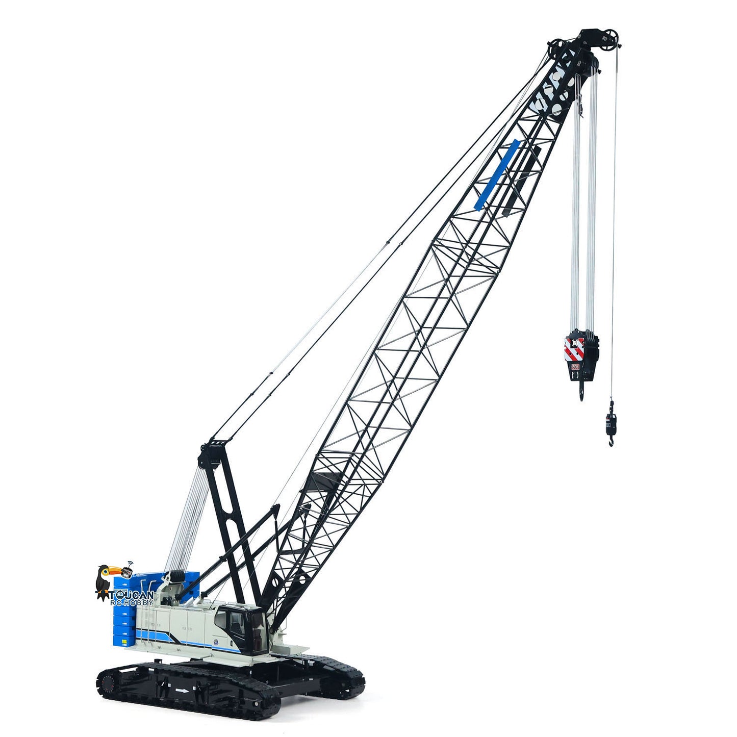 blue white original spray paint rc engineering crawler truss tower crane 1to14 metal hydraulic simulation model
