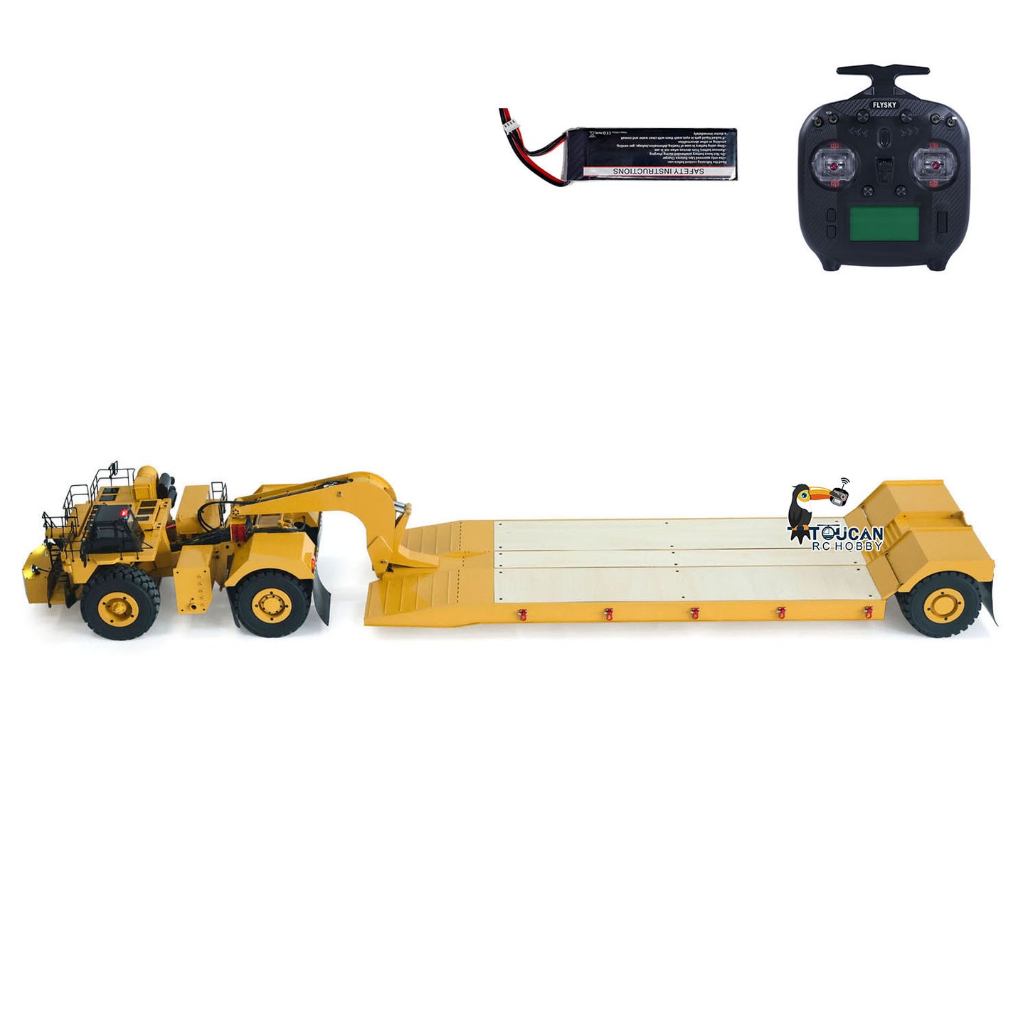 Remote control heavy mining gooseneck semi trailer compatible with Flysky ST8 controller
