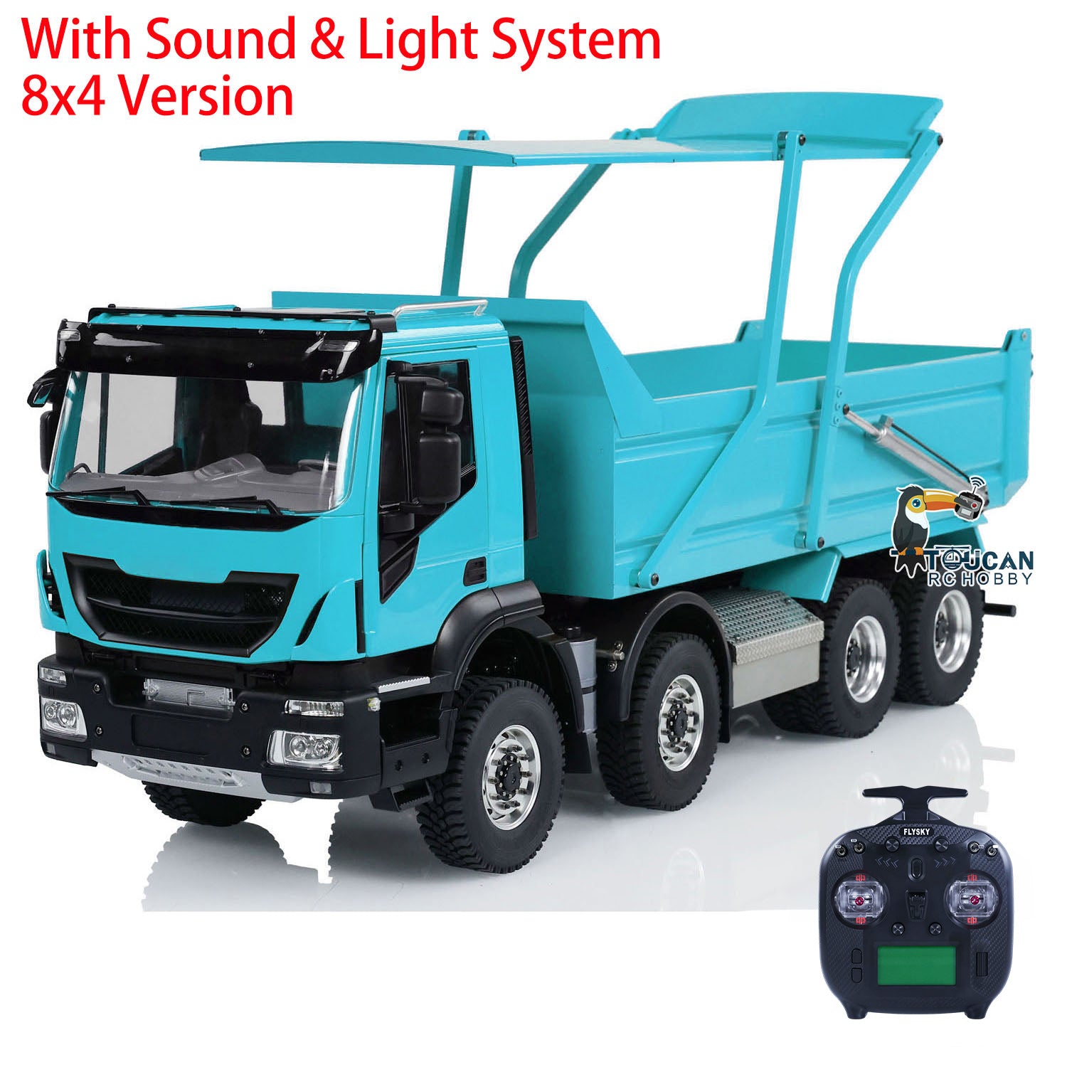 Factory painted RC Iveco 8x4 hydraulic tipper truck with 2-speed gearbox
