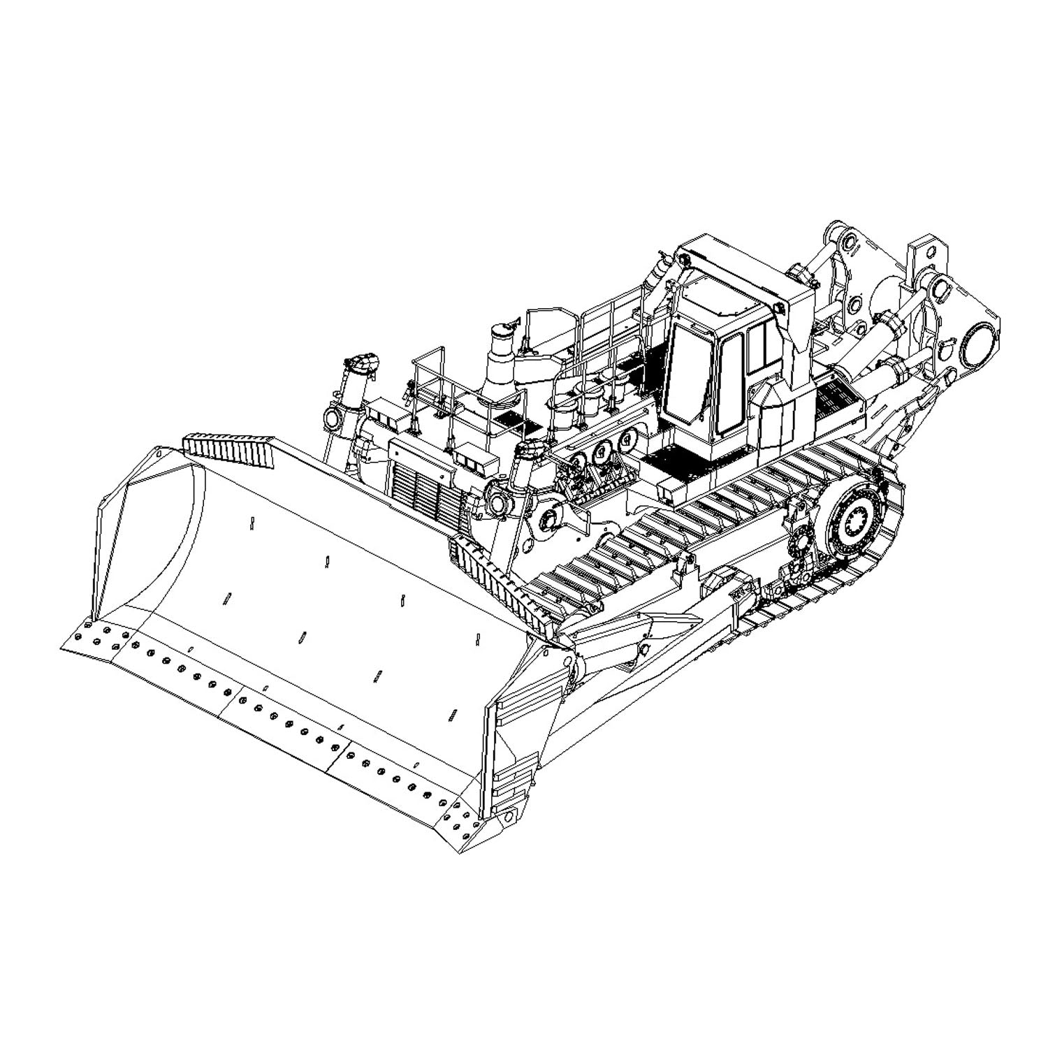 rc bulldozer rear view metal body hydraulic equipment model
