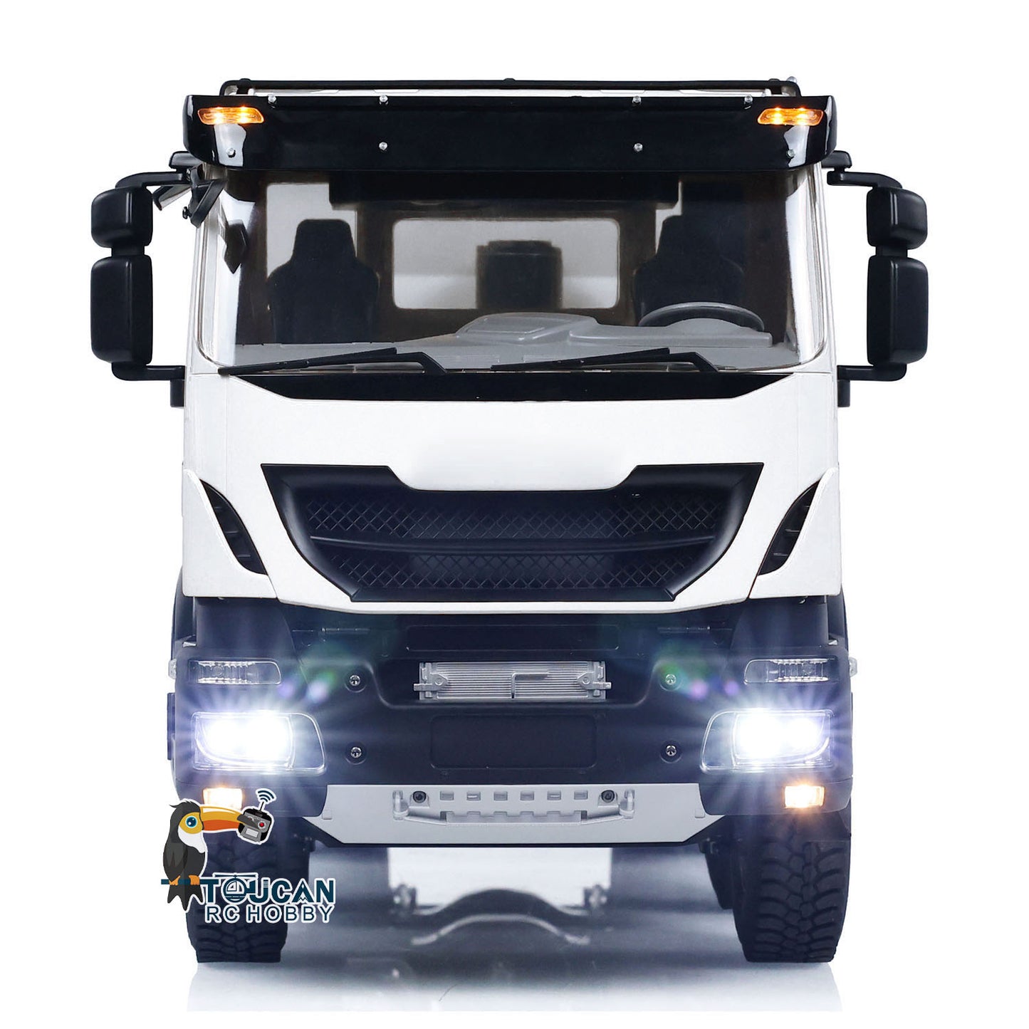 Assembled 1/14 scale Iveco hydraulic mud tipper RC model car

