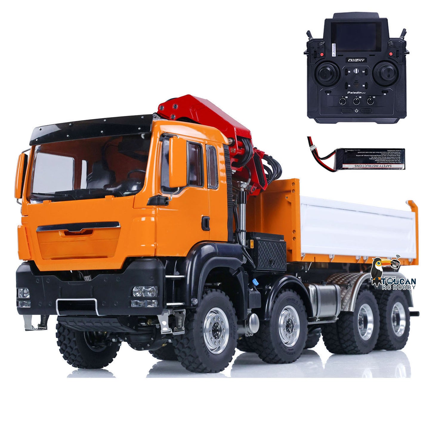 2 speed gearbox 8X8 dump truck fitted with car mounted crane full functional model
