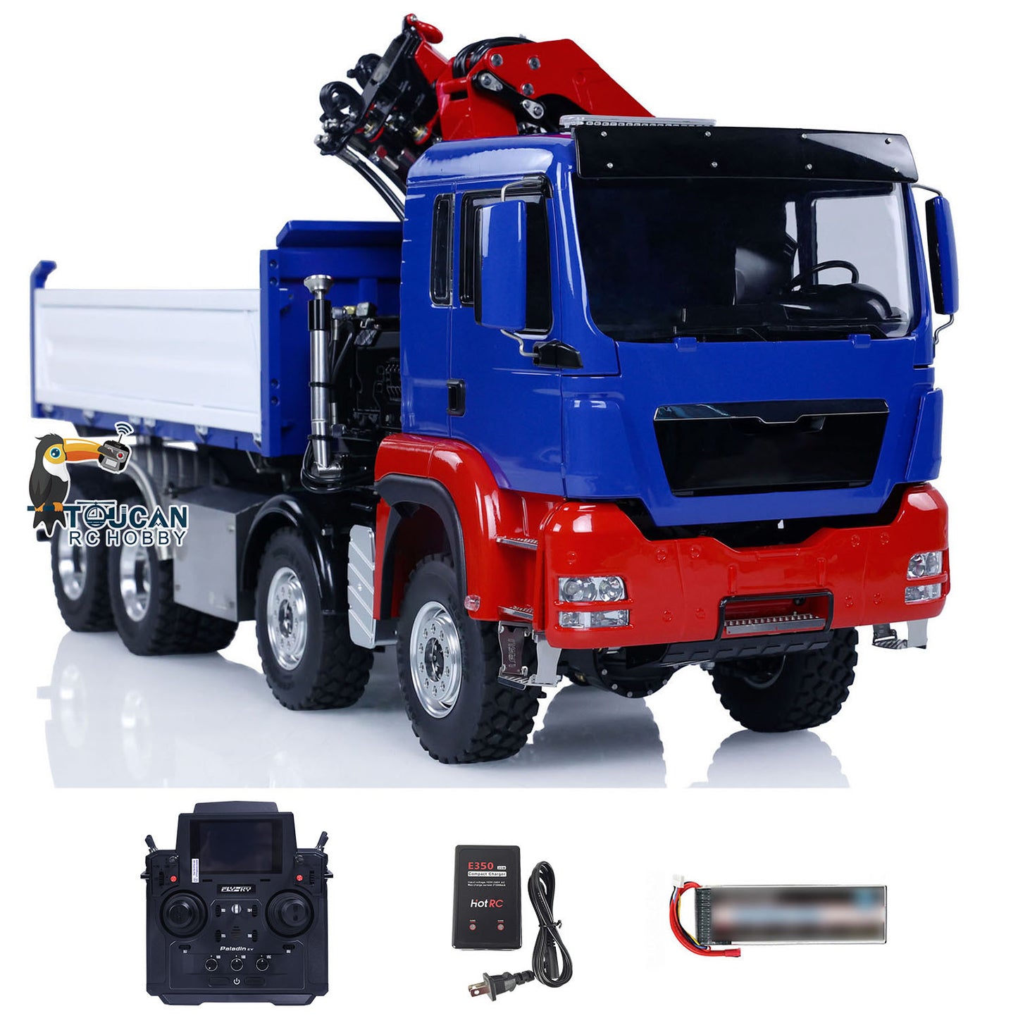 RTR simulation 8X8 tipper vehicle integrated chassis crane warning light and sound group
