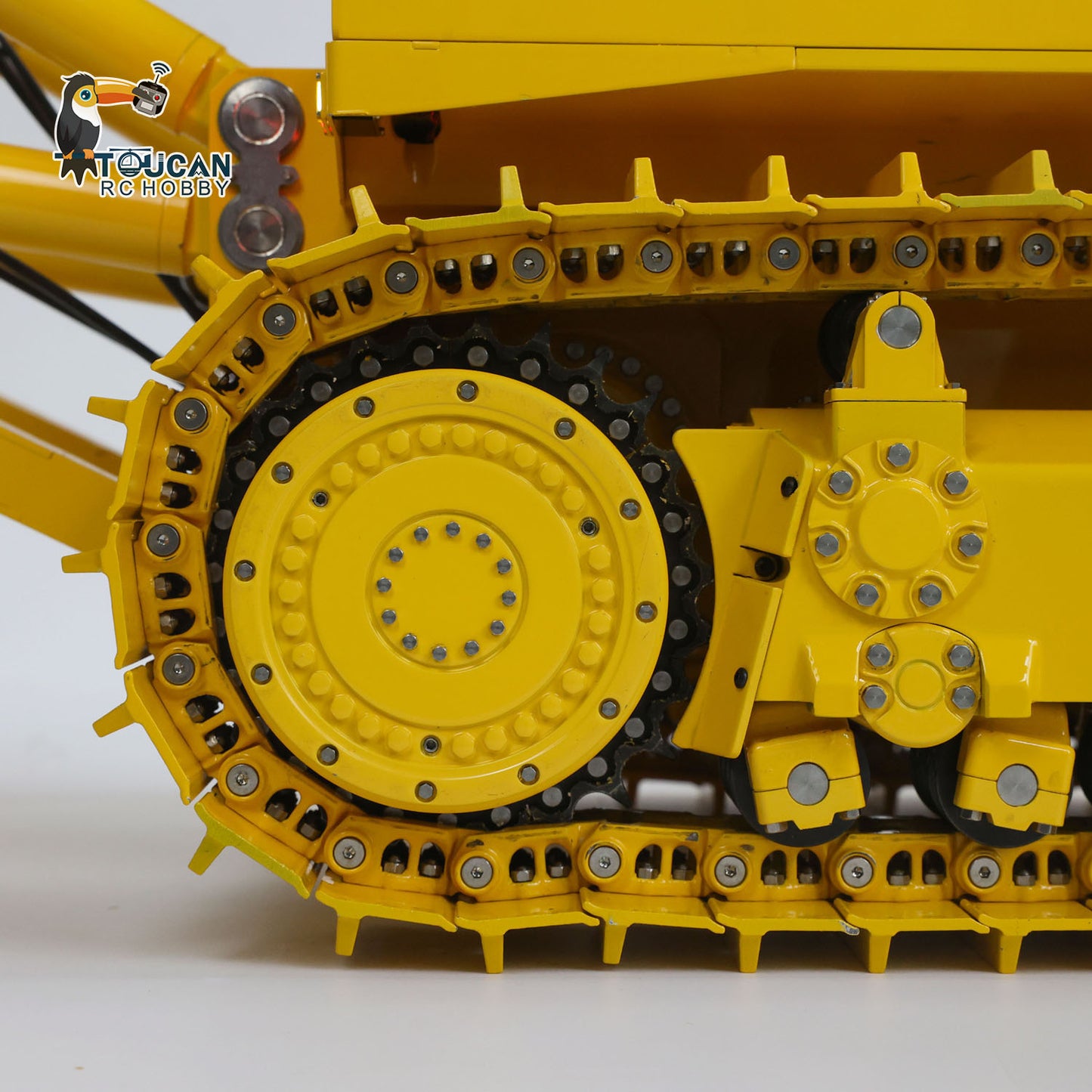 servo mechanism partial view of assembled rc construction vehicle
